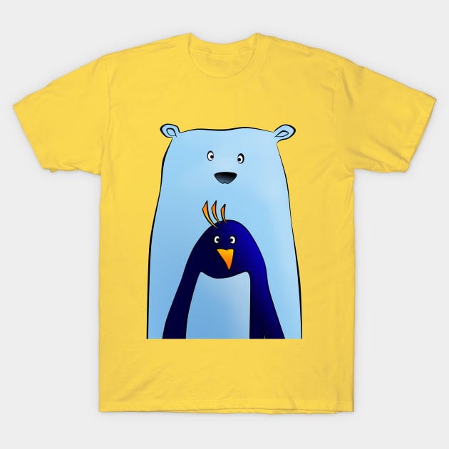 Penguin and Polar Bear T-Shirt by Komataguri